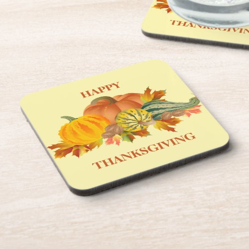 Happy Thanksgiving Pumpkin  Beverage Coaster