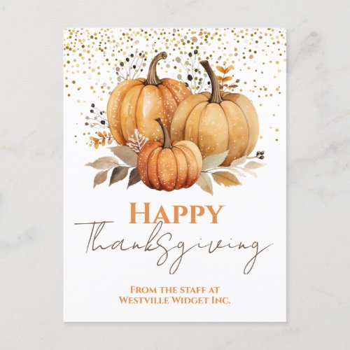 Happy Thanksgiving Pumpkin Business Holiday Postcard