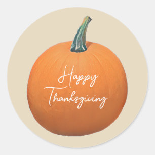 Happy Thanksgiving Pumpkin Classic Round Sticker