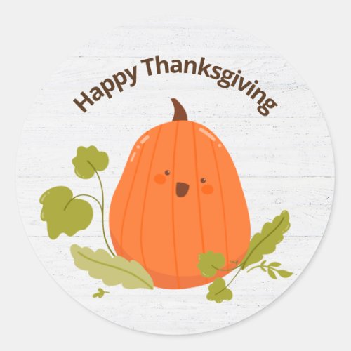 Happy Thanksgiving Pumpkin Classic Round Sticker