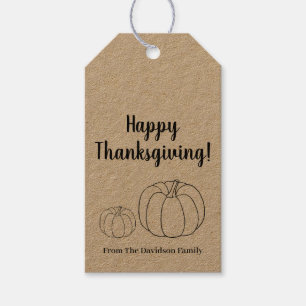 Happy Thanksgiving pumpkin custom script rustic Gift Tags