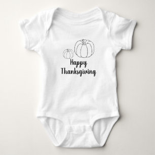 Happy Thanksgiving pumpkin custom text cute Baby Bodysuit