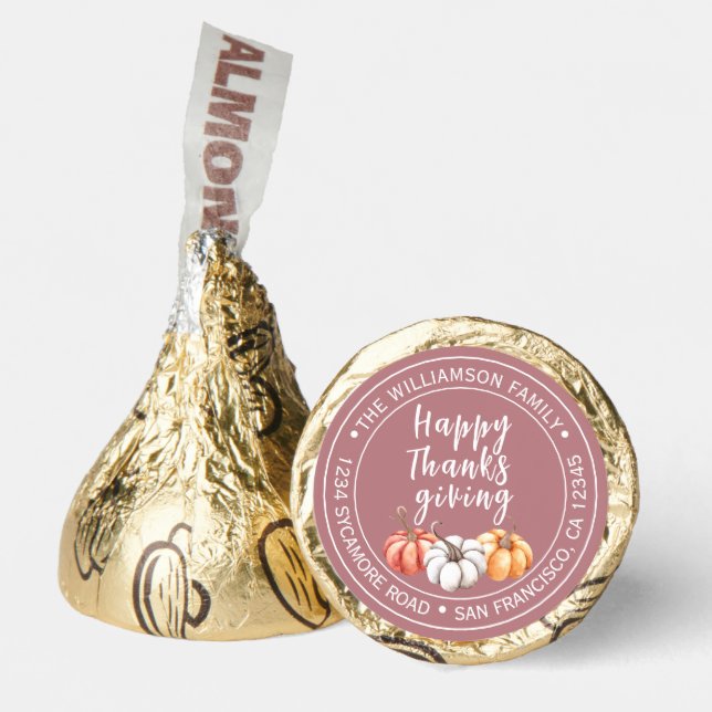 Happy Thanksgiving Pumpkin Dusty Rose Hershey®'s Kisses® (Front)