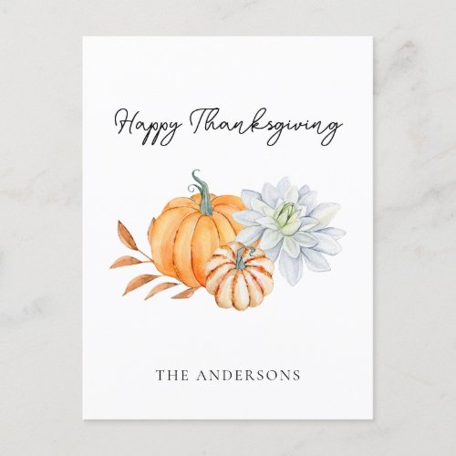 Happy Thanksgiving Pumpkin Fall Elegant Postcard