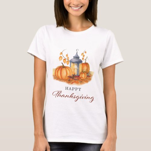 Happy Thanksgiving Pumpkin Fall Leaves  T_Shirt