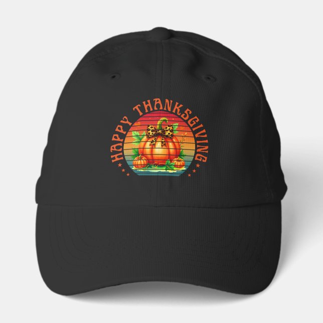 Happy thanksgiving pumpkin fall season autumn performance cap (Front)
