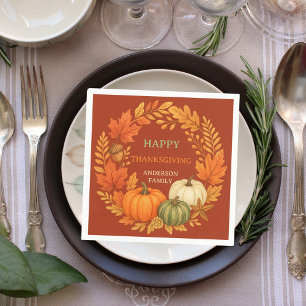 Happy Thanksgiving pumpkin fall terracotta Napkins