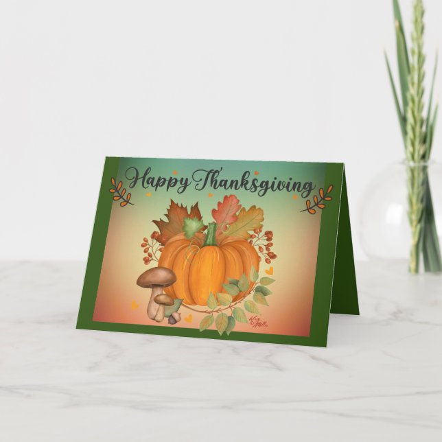 Happy Thanksgiving, Pumpkin Greeting Card (Front)