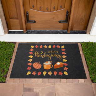 Happy Thanksgiving Pumpkin leaves Autumn Doormat