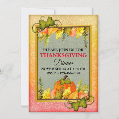 Happy Thanksgiving Pumpkin Leaves Fall Festival Holiday Card