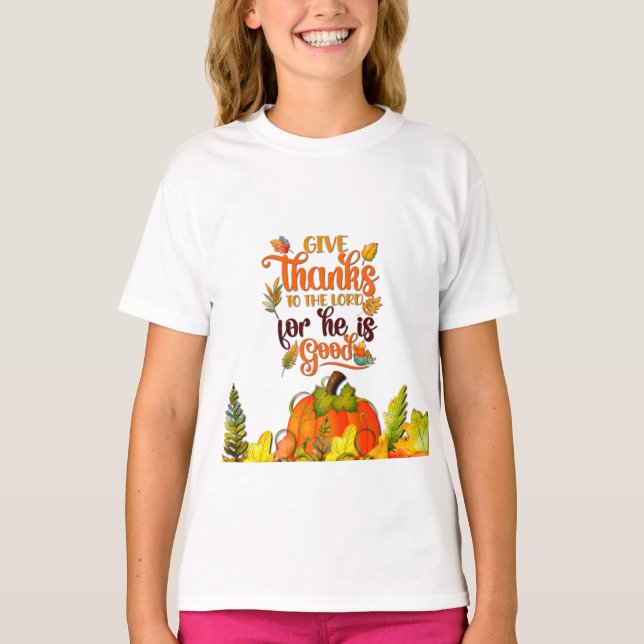 Happy Thanksgiving Pumpkin Leaves Fall Festival T-Shirt (Front)