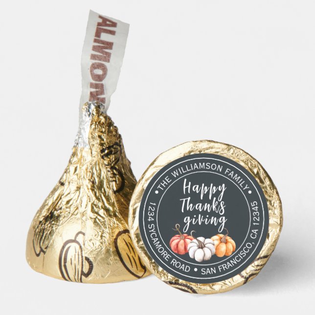 Happy Thanksgiving Pumpkin Off-Black Hershey®'s Kisses® (Front)