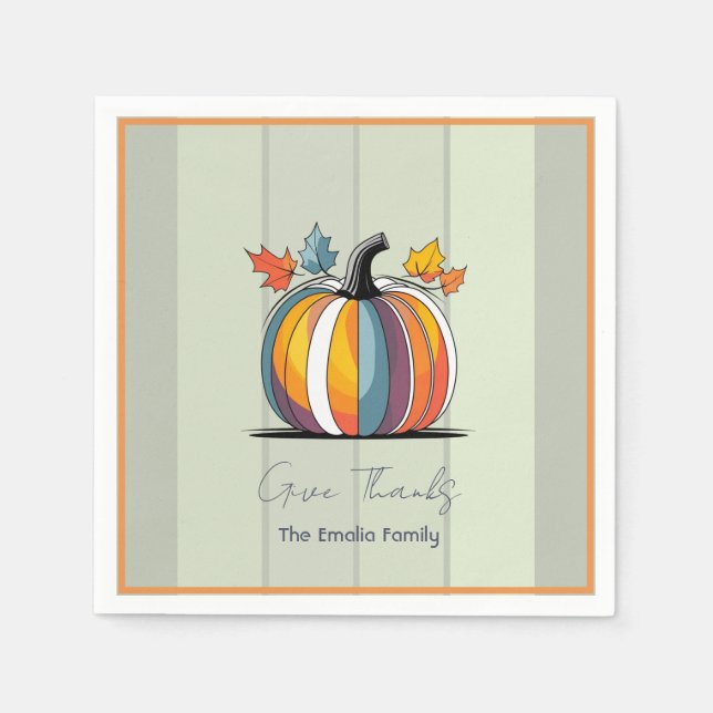 Happy Thanksgiving Pumpkin Paper Napkins (Front)