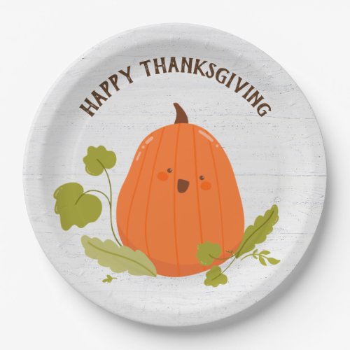 Happy Thanksgiving Pumpkin Paper Plates