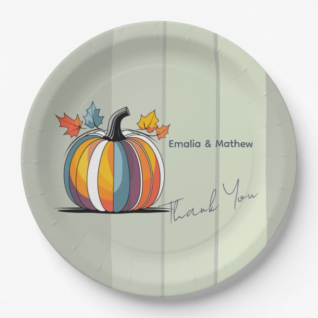 Happy Thanksgiving Pumpkin Paper Plates (Front)