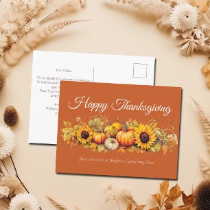 Happy Thanksgiving Pumpkin Patch Custom Orange Holiday Postcard