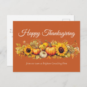 Happy Thanksgiving Pumpkin Patch Custom Orange Holiday Postcard