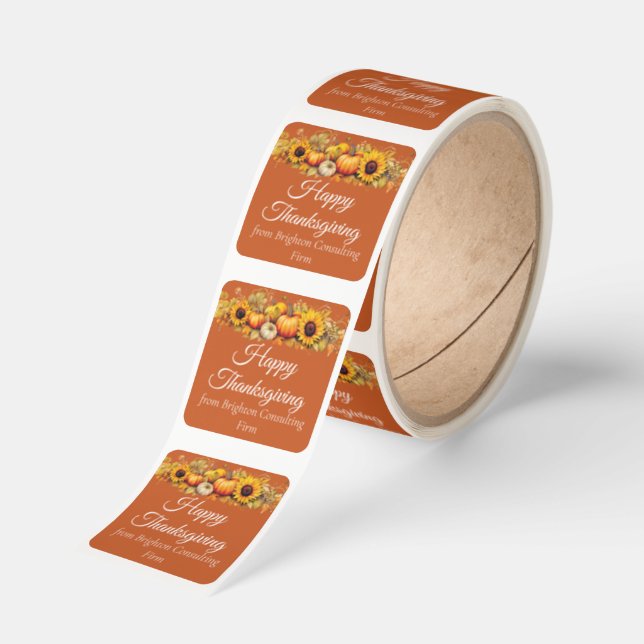 Happy Thanksgiving Pumpkin Patch Farm Business Square Sticker (Roll)
