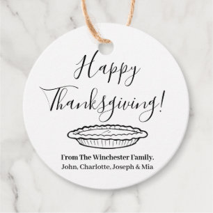 Happy Thanksgiving pumpkin pie custom script cute Favor Tags