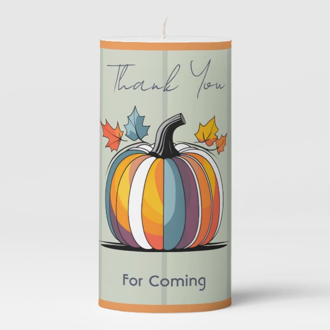 Happy Thanksgiving Pumpkin Pillar Candle (Front)