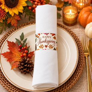 Happy Thanksgiving Pumpkin Sunflower Fall Floral Napkin Bands