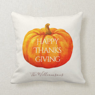 Happy Thanksgiving Pumpkin Throw Pillow