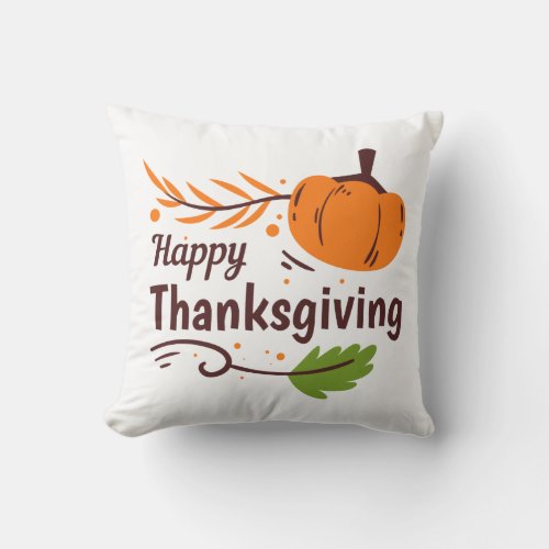 Happy Thanksgiving Pumpkin Throw Pillow