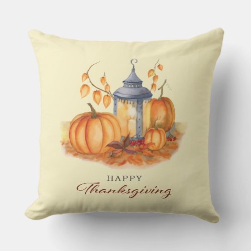 Happy Thanksgiving Pumpkin Throw Pillow