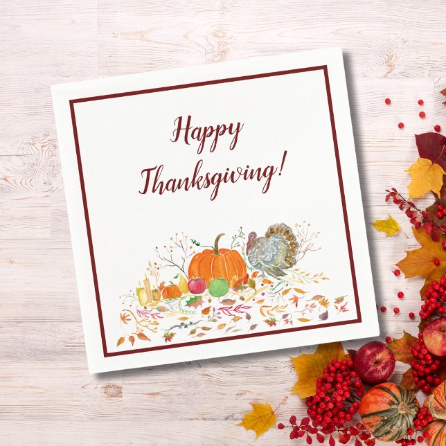 Happy Thanksgiving Pumpkin & Turkey Napkins (Creator Uploaded)