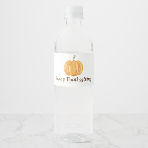 Happy Thanksgiving  Pumpkin  Water Bottle Label