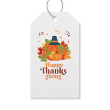 Happy Thanksgiving Pumpkin with Hats and Leaves