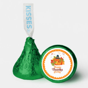 Happy Thanksgiving Pumpkin with Hats and Leaves Hershey®'s Kisses®