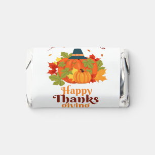 Happy Thanksgiving Pumpkin with Hats and Leaves  Hershey's Miniatures