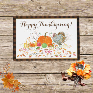 Happy Thanksgiving Pumpkin With Turkey Placemat
