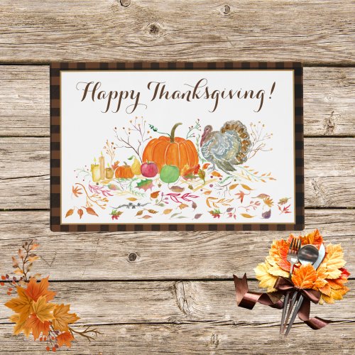 Happy Thanksgiving Pumpkin With Turkey Placemat