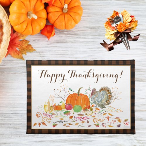 Happy Thanksgiving Pumpkin With Turkey Placemat