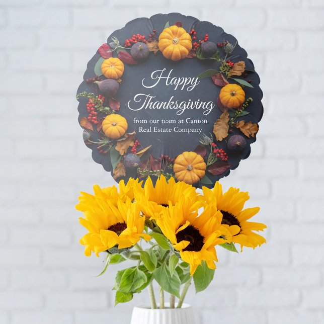 Happy Thanksgiving Pumpkin Wreath Custom Business Balloon (Creator Uploaded)
