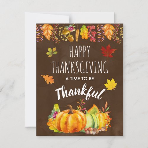 Happy Thanksgiving Pumpkins and Autumn Foliage Holiday Card