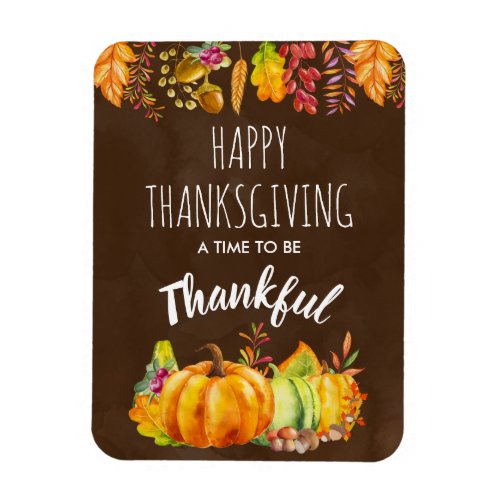 Happy Thanksgiving Pumpkins and Autumn Foliage Magnet