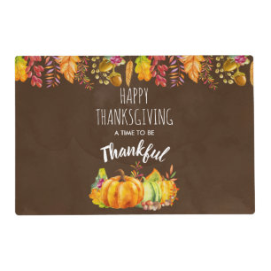 Happy Thanksgiving Pumpkins and Autumn Foliage Placemat