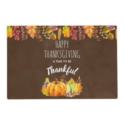 Happy Thanksgiving Pumpkins and Autumn Foliage Placemat