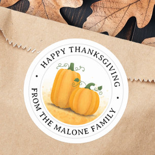Happy Thanksgiving pumpkins autumn harvest Classic Classic Round Sticker
