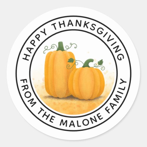 Happy Thanksgiving pumpkins autumn harvest Classic Round Sticker