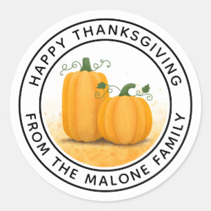 Happy Thanksgiving pumpkins autumn harvest Classic Round Sticker