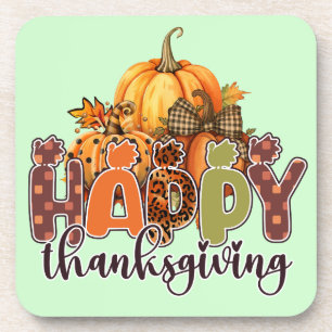 Happy Thanksgiving Pumpkins Beverage Coaster