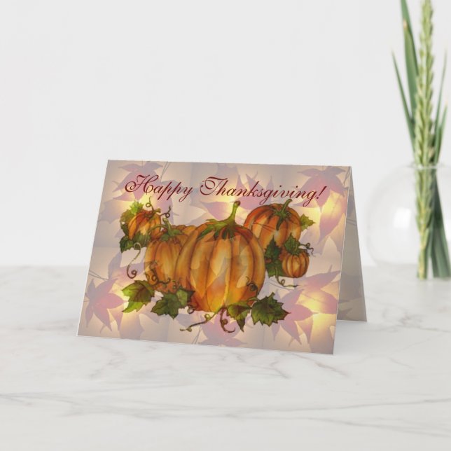 HAPPY THANKSGIVING PUMPKINS by SHARON SHARPE Holiday Card (Front)