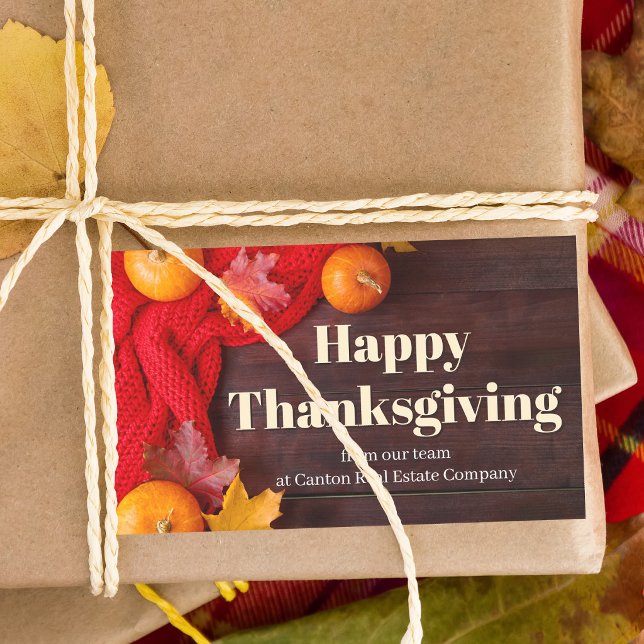 Happy Thanksgiving Pumpkins Customized Business Rectangular Sticker (Creator Uploaded)