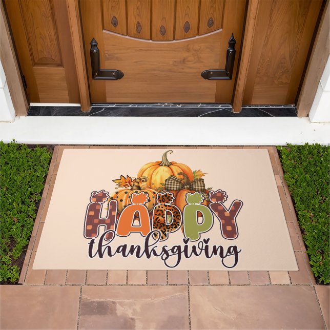 Happy Thanksgiving Pumpkins Doormat (Outdoor)