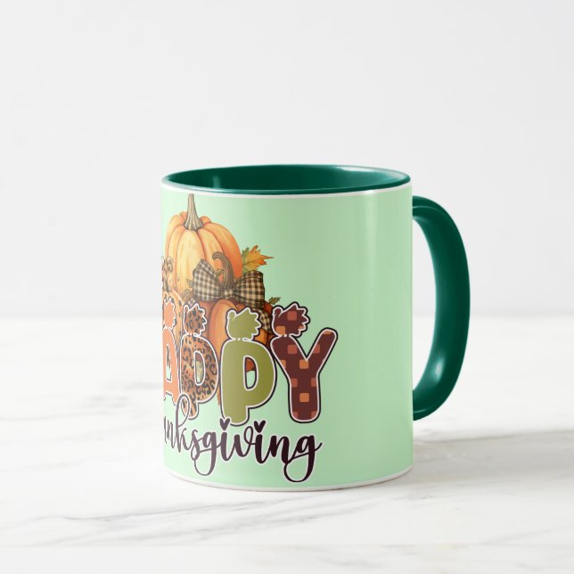 Happy Thanksgiving Pumpkins Mug (Front Right)