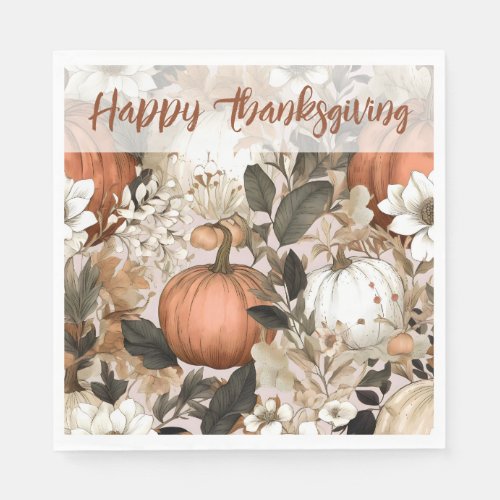 Happy Thanksgiving pumpkins Napkins